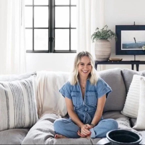 EXPRESS X LADYGANG DENIM JUMPSUIT ZIP JEAN UTILITY JUMPSUIT TIE WAIST Size 2 - Picture 2 of 9